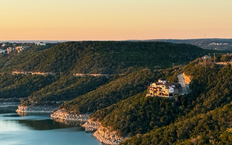 Rolling hills and lake in the Texas Hill Country