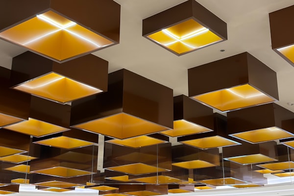 Modern ceiling light fixtures with gold reflective interiors